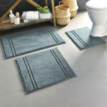 Tapis de bain en coton lignus vert de gris