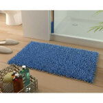Tapis de bain coton longues mches 1500gm2 - bleu