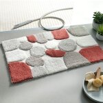 Tapis de bain coton motifs galet rose