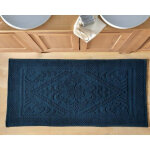 Tapis de bain décor jacquard 1500g / m2 - bleu marine Tapis de bain décor jacquard 1500g / m2 - bleu marine
