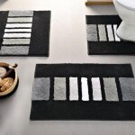 Tapis de bain �pais imprim� gris anthracite sonia