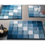 Tapis de bain effet mosa�que 1850 g / m� - bleu