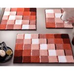 Tapis de bain effet mosa�que 1850 g / m� - rose