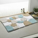 Tapis de bain motif galets 2900 g / m� cailloux - bleu aqua