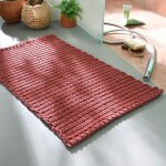 Tapis de bain rectangulaire tressadoux rose