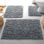 Tapis de bain relief 1550 g / m� galets - gris anthracite