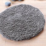 Tapis de bain rond 80cm confort pur coton longues mèches gris Tapis de bain rond 80cm confort pur coton longues mèches gris