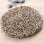 Tapis de bain rond 80cm confort pur coton longues mèches taupe Tapis de bain rond 80cm confort pur coton longues mèches taupe
