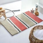 Tapis de bain rose jeuderayures