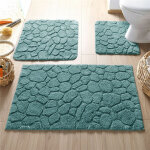 Tapis de bain ou wc relief galets 1550 g / m� - bleu paon