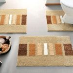 Tapis contour wc �pais imprim� beige sonia