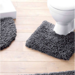 Tapis contour wc longues mches en coton confort gris anthracite