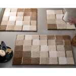 Tapis de wc mosaique beige en acrylique Tapis de wc mosaique beige en acrylique