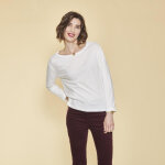Tee - shirt carr manches longues femme - cru blanc en coton