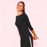 Tee - shirt col bateau manches 3 / 4 femme noir en coton Tee - shirt col bateau manches 3 / 4 femme noir en coton