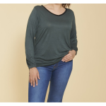 Tee - shirt col v ouverture dos avec noeuds manches longues grandes tailles femme - vert bouteille en ... Tee - shirt col v ouverture dos avec noeuds manches longues grandes tailles femme - vert bouteille en ...