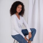 Tee - shirt en coton bio col v alba blanc