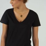 Tee - shirt en coton bio col v anna noir