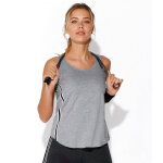 Tee - shirt fitness sans manches élastiques latéraux femme - gris chiné Tee - shirt fitness sans manches élastiques latéraux femme - gris chiné