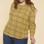Tee - shirt imprimé manches longues femme - bleu - jaune multicolore Tee - shirt imprimé manches longues femme - bleu - jaune multicolore