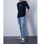 Tee - shirt manches courtes col rond bleu marine pour homme