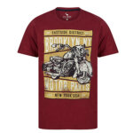 Tee - shirt  manches courtes en coton imprim moto - rose fonc