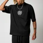 Tee shirt manches courtes en coton taz black noir