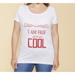 Tee - shirt manches courtes imprimé et franges femme - blanc en coton Tee - shirt manches courtes imprimé et franges femme - blanc en coton