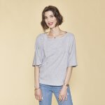 Tee - shirt manches courtes oeillets devant femme - gris chin