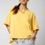 Tee shirt manches courtes vison jaune en coton