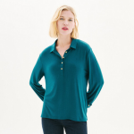 Tee - shirt � manches longues bleu canard en viscose noir