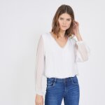 Tee - shirt manches longues doublure soie john blanc