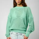 Tee shirt manches longues leore menthe en viscose Tee shirt manches longues leore menthe en viscose