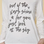 Tee - shirt manches longues message imprim femme - cru blanc en coton
