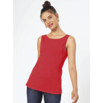 Tee - shirt sans manches col bateau femme rouge en coton
