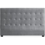 Tte de lit capitonne 180 cm velours argent paca