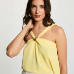 Top bijou uni jaune