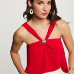 Top bijou uni rouge