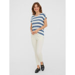 Top boxy fit rayures col rond manches courtes ourlet bas bleu en viscose Top boxy fit rayures col rond manches courtes ourlet bas bleu en viscose