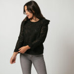 Top broderie anglaise brune en coton