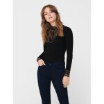 Top col haut manches longues dtail en dentelle noir