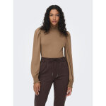 Top col haut manches longues marron en viscose