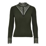 Top col haut manches longues vert foncé en viscose faye Top col haut manches longues vert foncé en viscose faye