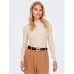 Top col haut manches longues volants beige