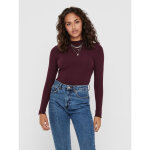 Top col haut manches longues volants marron violet