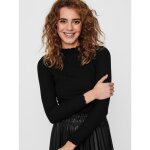 Top col haut manches longues volants noir