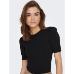 Top col rond manches 2 / 4 noir en coton