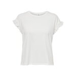 Top col rond manches courtes blanc en coton fern