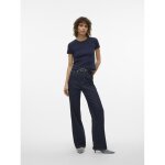 Top col rond manches courtes bleu en coton bio olia Top col rond manches courtes bleu en coton bio olia