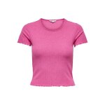 Top col rond manches courtes fuchsia isa